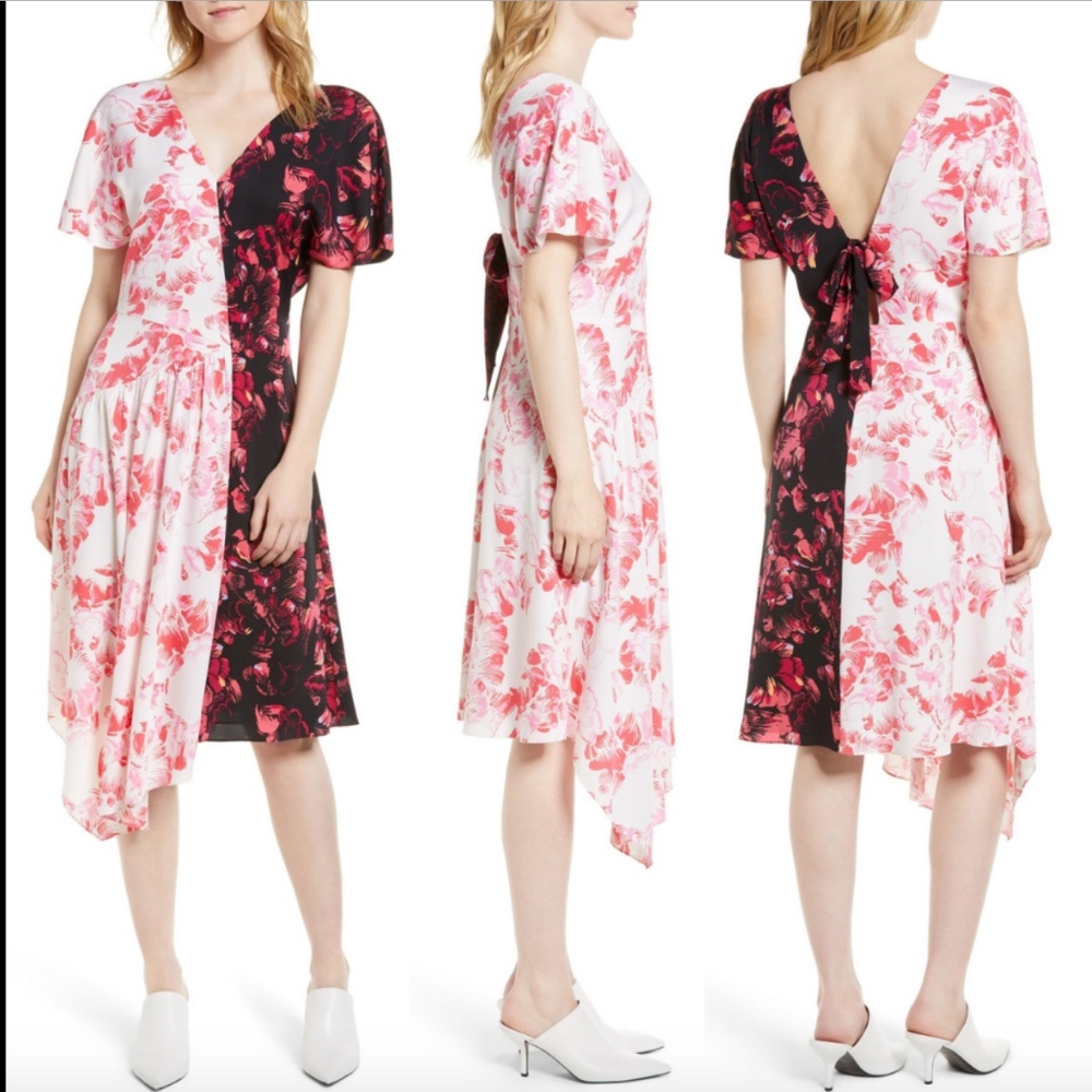 NEW Lewit Double Print Floral Stretch Silk Dress
